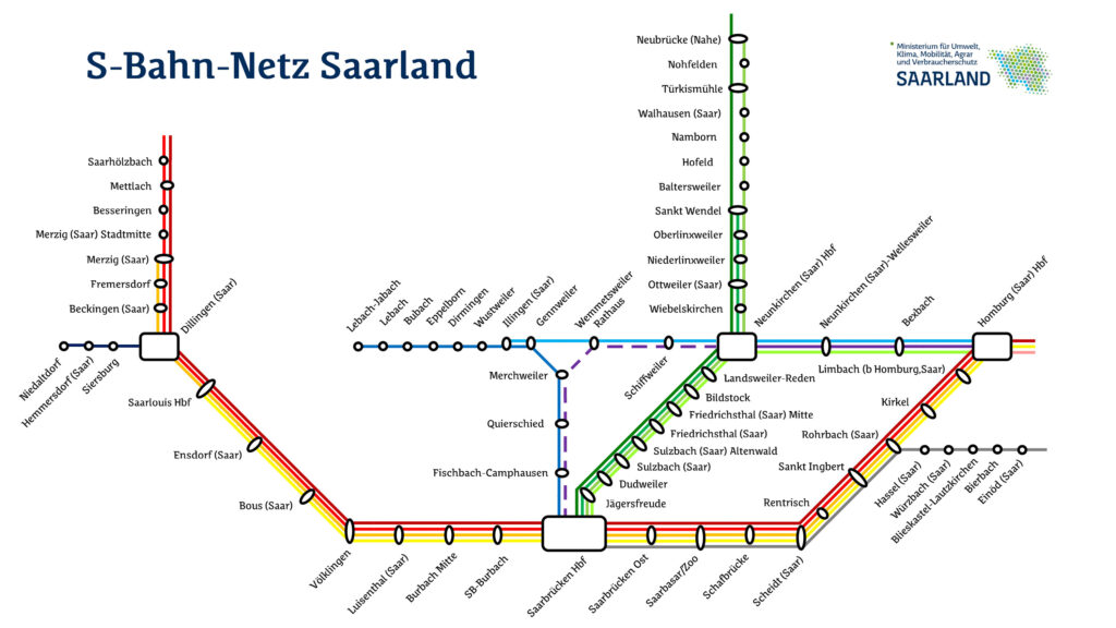 Karte des neuen S-Bahn-Netzes im Saarland, Grafik: MUKMAV/Niklas Post
