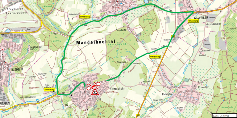 L 237: Bauarbeiten und Fußgängerampel in Ormesheim – Vollsperrung bis Ende November