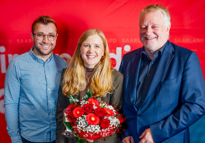 Kreisvorsitzender Pascal Arweiler, Bundestagskandidatin Josephine Ortleb, Unterbezirksvorsitzender Ulrich Commerçon (Foto: Cuvée)